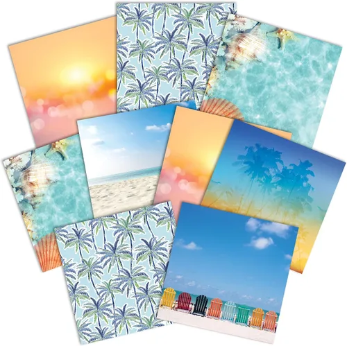 Vista 4 de Paper House Productions Sticky Pix Beach Serenity - Juego de 2 rollos de cinta adhesiva Washi para álbumes de recortes y manualidades