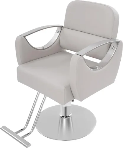 Vista 5 de Sillas de peluquería para estilistas, silla de salón hidráulica de altura ajustable, rotación de 360 grados, equipo de belleza de spa para Beige