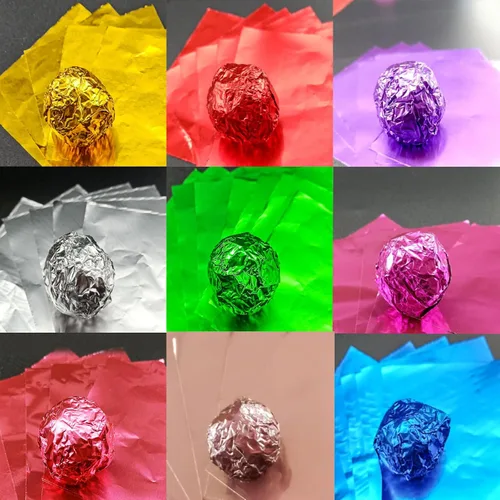 Vista 4 de Envolturas de caramelo de papel de aluminio – Papel de regalo de chocolate, 300 piezas, envoltorio de barra de chocolate casera, embalaje