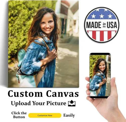 Vista 5 de Prixas Print Impresiones en lienzo personalizadas con tus fotos enmarcadas de 8 x 10 pulgadas, carga tu imagen/foto, regalos de fotos personalizados