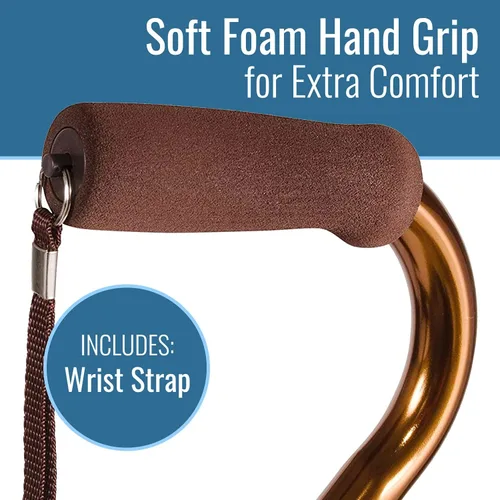 Vista 2 de DMI Walking Cane for Adult Men and Women, FSA Eligible, Lightweight and Adjustable, Ergonomic Hand Grip and Wrist Strap