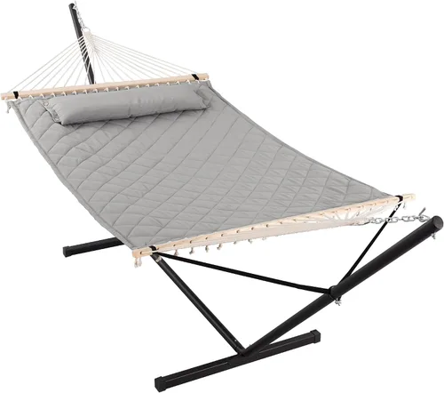 Vista 11 de ANOW Hamaca doble con combo de soporte de acero resistente de 12 pies