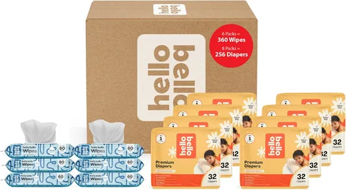 Vista 2 de Hello Bello Premium Pañales para bebé talla 6 68 unidades de pañales desechables, extra absorbentes, hipoalergénicos y ecológicos con ajuste