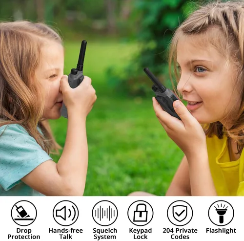 Vista 4 de Radioddity FS-T3 Walkie Talkies para adultos y niños de largo alcance, paquete de 4 unidades de radio bidireccional recargable Walky Talky FRS, 22