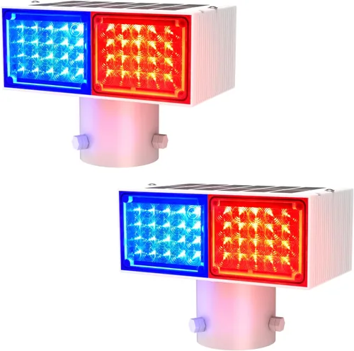 Vista 8 de Aolyty Luz estroboscópica solar, luz roja brillante y azul intermitente IP65, luz de advertencia solar impermeable de doble cara, luces
