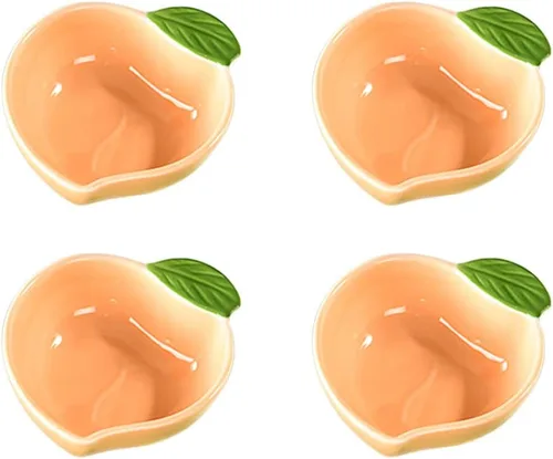 Vista 8 de 4 platos de cerámica para aperitivos con forma de limón, platos de condimento