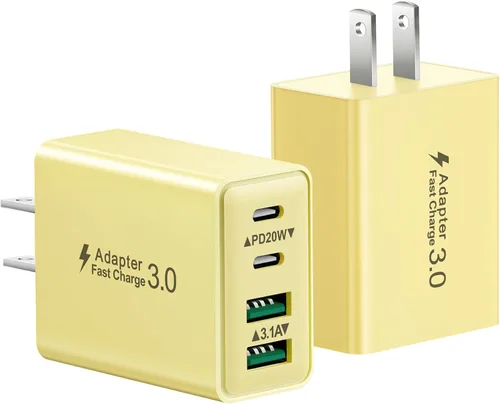 Vista 11 de Bloque de carga USB C, cargador de pared USB C de 40 W, adaptador de corriente PD de doble puerto, enchufe de pared QC USB C, bloque de carga rápida