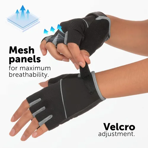 Vista 4 de GW Bicycles - Guantes de ciclismo Guantes de bicicleta de medio dedo para hombres y mujeres con cuero sintético en la palma