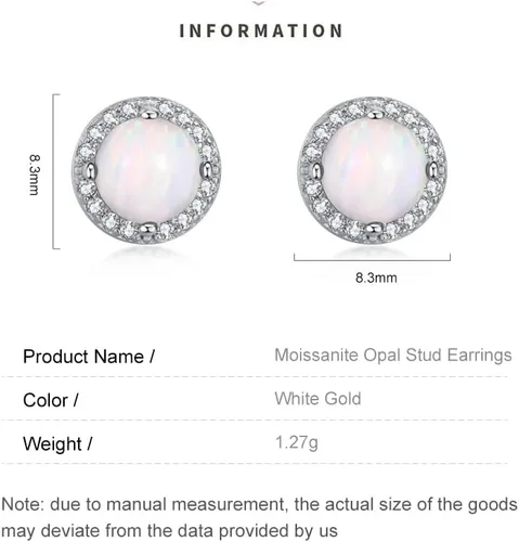 Vista 2 de Aretes de ópalo de oro de 14 quilates, aretes de ópalo con halo de moissanita, hermosos regalos navideños para ella, accesorio lujoso para mujeres