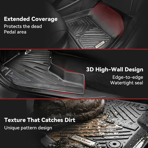 Vista 16 de YITAMOTOR Tapetes para vehículo compatibles con Honda Ridgeline Crew Cab 2017-2026, tapetes de piso de ajuste personalizado TPE para todo