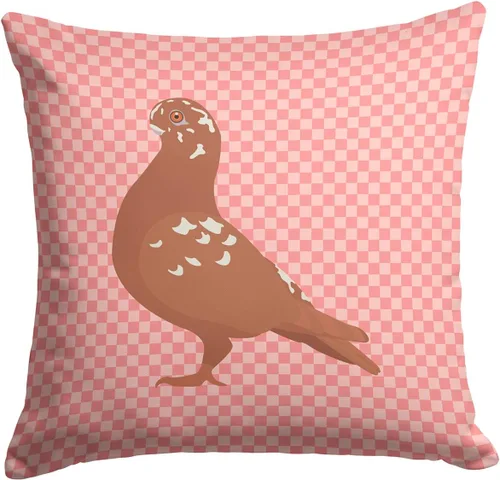Vista 476 de Caroline's Treasures BB8163PW1414 Beltsville - Almohada decorativa de tela a cuadros pequeños, color blanco, pavo y gallina azul, lavable a máquina
