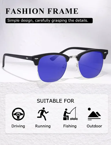 Vista 145 de AEVOGUE Gafas de sol polarizadas para mujeres y hombres semi marco retro gafas de sol AE0369
