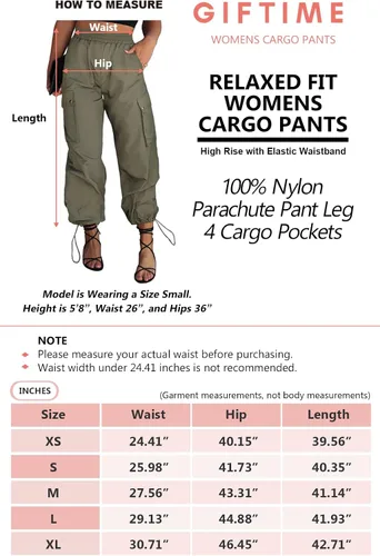 Vista 6 de GIFTIME Pantalones cargo para mujer con bolsillos