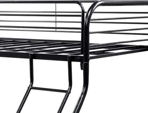 Vista 5 de EMKK Litera de metal con marco de metal y escalera para niños, adolescentes y adultos, diseño que ahorra espacio, color negro