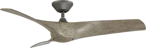 Vista 7 de Zephyr - Ventilador de techo inteligente de 3 aspas para interior y exterior, 52 pulgadas, madera grafito desgastada con kit de luz LED ajustable