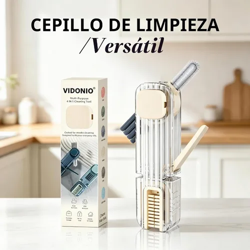 Vista 9 de VIDONIO Cepillo de limpieza de 4 en 1 para ranuras de tapas de vasos, herramientas de limpieza multifuncionales para botellas aisladas, limpiador