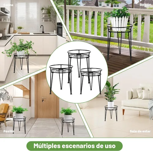 Vista 6 de Soporte de metal para plantas, soporte para plantas interiores y exteriores, flores metálicas inoxidables, soportes para plantas urbanas y rústicas