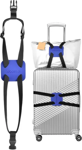 Vista 14 de Correas de equipaje, conector de equipaje, correas para maleta, cinturón de maleta ajustable resistente, accesorio de viaje para conectar su Negro