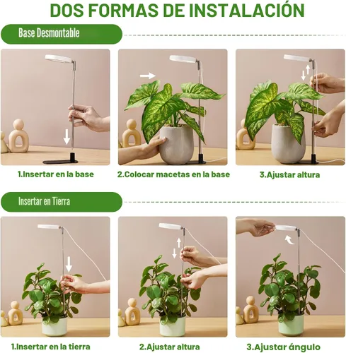 Vista 4 de LBW Luz de cultivo para plantas de interior, luz de cultivo de plantas de halo de espectro completo con base, lámpara de cultivo de plantas