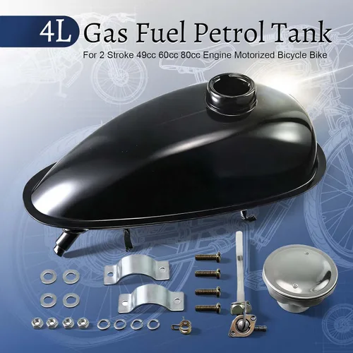 Vista 2 de 4L Reemplazo de Tanque de Combustible de Gasolina para Bicicleta Motorizada de 49 cc, 60 cc, 80 cc