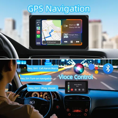 Vista 3 de VSYSTO Truck Carplay, 5 "pantalla táctil WiFi 3CH Truck Dash Cam, navegación GPS, Monitoreo de estacionamiento, Cámaras frontal e izquierda