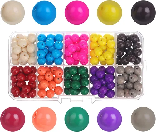 Vista 7 de RUBYCA Opaco pintado Druk Perlas de vidrio checo para la fabricación de joyas 0.236 in, colores mezclados w/caja del envase