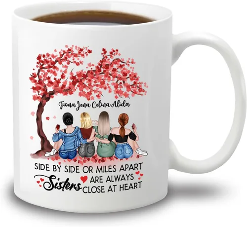 Vista 27 de Taza de café personalizada de la amistad para mejores amigos, mejores amigos, hermana del alma, tazas de café personalizadas para mejores amigas