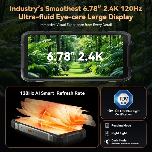 Vista 7 de Blackview XPLORE 1 AI 5G - Teléfono resistente desbloqueado Android 15, batería de 20000mAh 36GB+256GB/TF 2TB, teléfono inteligente resistente