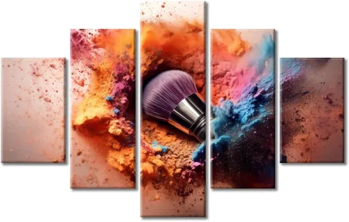 Vista 28 de Póster abstracto de labios de niña, cuadros dorados sobre lienzo, arte de pared, hermosos pósteres e impresiones en lienzo de 5 piezas, arte