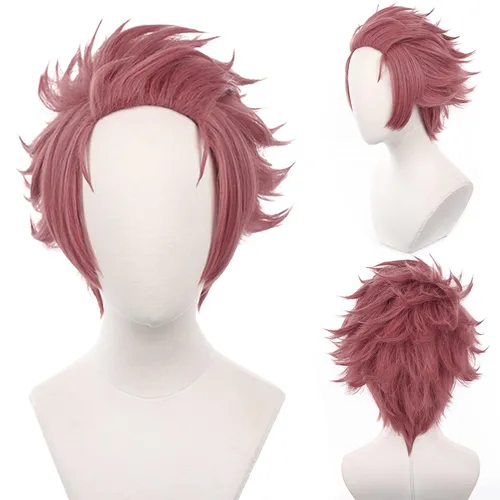 Vista 32 de Pelucas de anime verde oscuro para hombre, peluca corta y recta con flequillo para mujer, peluca COS para Halloween, Navidad, cómic, transmisión