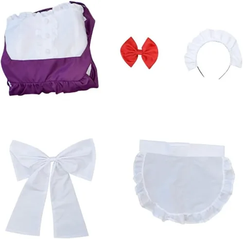 Vista 5 de Disfraz de sirvienta de anime para cosplay, vestido de sirvienta con máscaras, trajes de Halloween