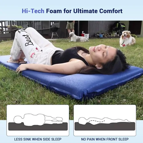 Vista 2 de Elegear Almohadilla de dormir autoinflable, 3.18 pulgadas, almohadilla de espuma viscoelástica ultra gruesa con almohada, colchón de campamento