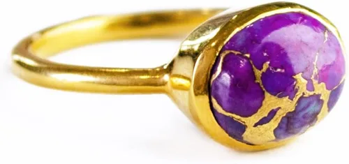 Vista 23 de Oval Birthstone Ring Bezel Set in Vermeil Gold, Sterling Silver, or Rose Gold, Stacking Birthstone Ring [rOMB]
