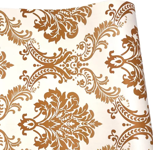 Vista 8 de Yifely Diseño de damasco de lujo autoadhesivo estante cajón forro PVC encimera papel 17.7x118.1 in