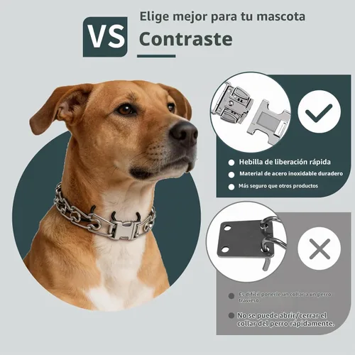Vista 6 de Hebilla de acero inoxidable para collar y liberación rápida con hebilla fácil para perros pequeños, medianos y grandes (2.25)