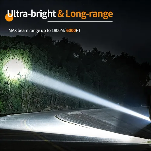 Vista 3 de Foco recargable de 30600 mAh, linterna de 2400 lm, de larga duración, 100 horas, foco de mano IP67, luces de foco impermeables con 6 modos de luz