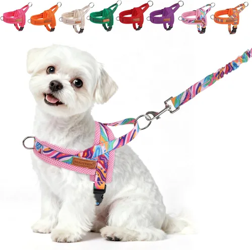 Vista 31 de BEAUTYZOO Arnés para Perros Pequeños, Juego de Arnés y Correa sin Tirones, Arnés de Pecho para Cachorros a Prueba de Escapes con Mango, Arnés Beige