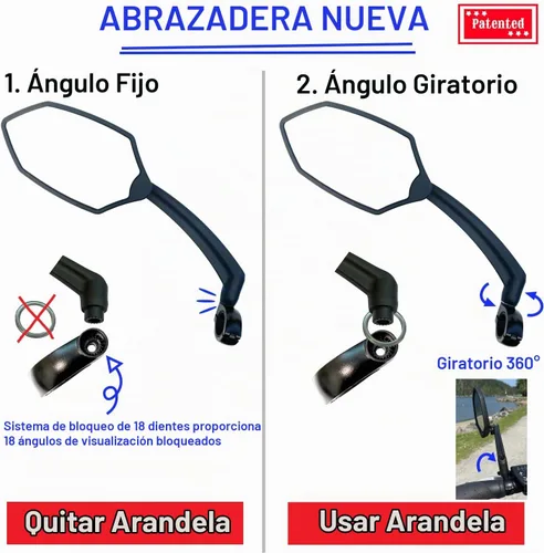 Vista 2 de Hafny Nuevo espejo para manubrio de bicicleta, lente de vidrio HD, espejo retrovisor ajustable y giratorio para bicicleta, resistente a explosiones