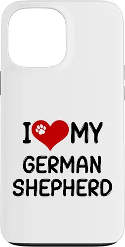 Vista 24 de I Love My German Shepherd Pet Dog Breed Retro Heart Case for iPhone 17