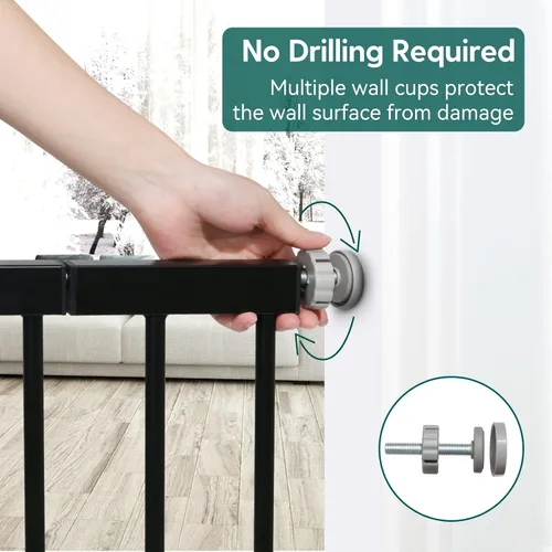 Vista 4 de Babelio Puerta de bebé para puertas y escaleras, puerta de 29 a 48 pulgadas con cierre automático para perrocachorro, fácil de instalar, montaje a