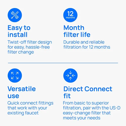 Vista 5 de Culligan US-DC3 - Sistema de filtro de agua para debajo del fregadero, conexión directa, filtración de plomo premium, elimina el 99% de plomo