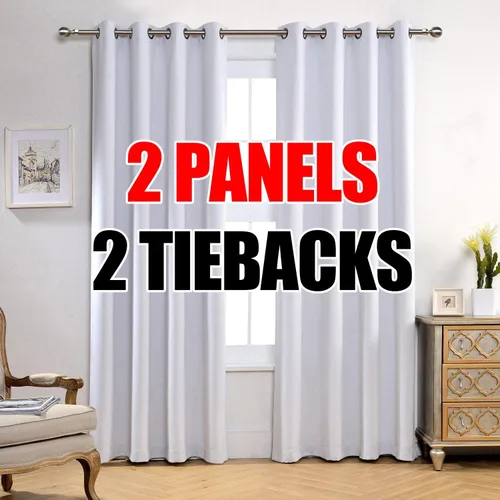 Vista 44 de Set de 2 cortinas para ventana, de Miuco, opacas, con ollaos, para recámara, incluye 2 alzapaños