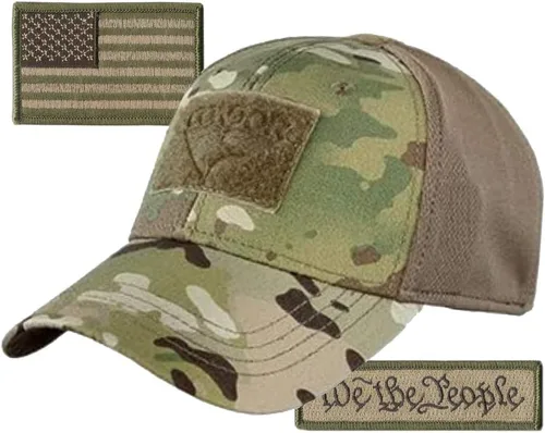 Vista 8 de Paquete de gorras tácticas ajustadas de Condor, We The People & USA Patchs, elige la talla Negro