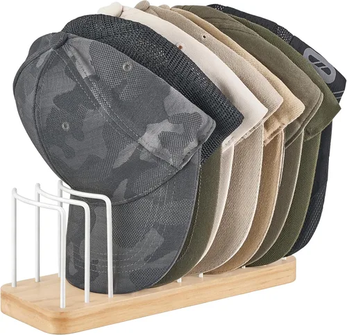 Vista 9 de Mkono Organizador de sombreros para gorras de béisbol, soporte para sombreros para 10 gorras de béisbol, soporte para sombreros de mesa, organizador