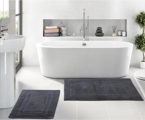Vista 39 de Home Weavers Luxury Collection 100% Cotton Reversible Bathroom Rugs Set, Washable Rug, Soft Cotton Extra Soft and Absorbent Bath Rug, Kitchen Mat, 2