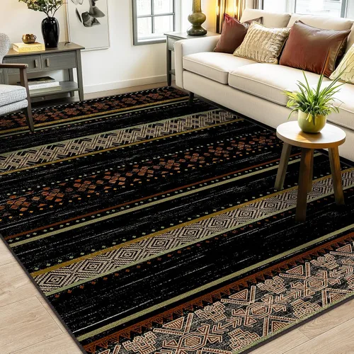 Vista 37 de BESTSWEETIE Alfombras de área de 2 x 3 pies para sala de estar, lavables, marroquíes, rústicas, geométricas neutrales, de pelo bajo