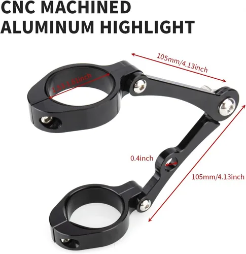Vista 5 de Soporte Universal de Montaje de Faro de Motocicleta Negro 39-41mm Tubos de Horquilla Aluminio CNC Soporte de Faro Delantero Compatible con Harley