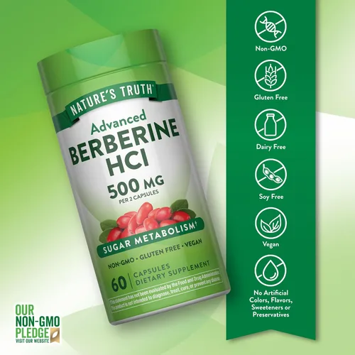Vista 3 de Nature's Truth Berberine 500mg 60 cápsulas Suplemento vegano, sin OMG y sin gluten