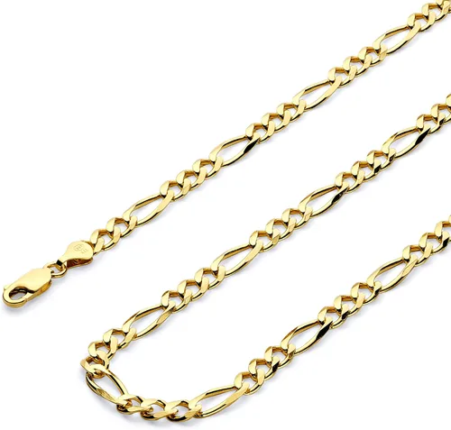 Vista 11 de Wellingsale Cadenas Figaro de oro macizo de 14 quilates (opciones seleccionadas)