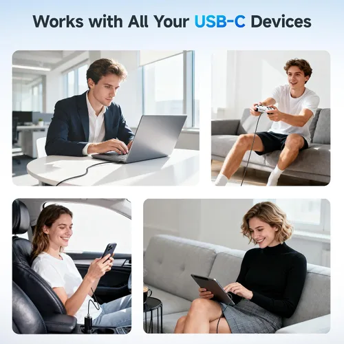Vista 5 de Cable Matters Cable trenzado de carga rápida USB C de 240W - 3 pies, cable USBC a USBC, sin video, cable de carga rápida de 240W tipo C compatible